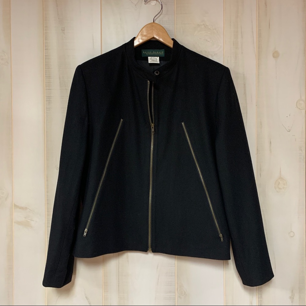 Harve Benard Black Wool Blazer Jacket 16 Zipper